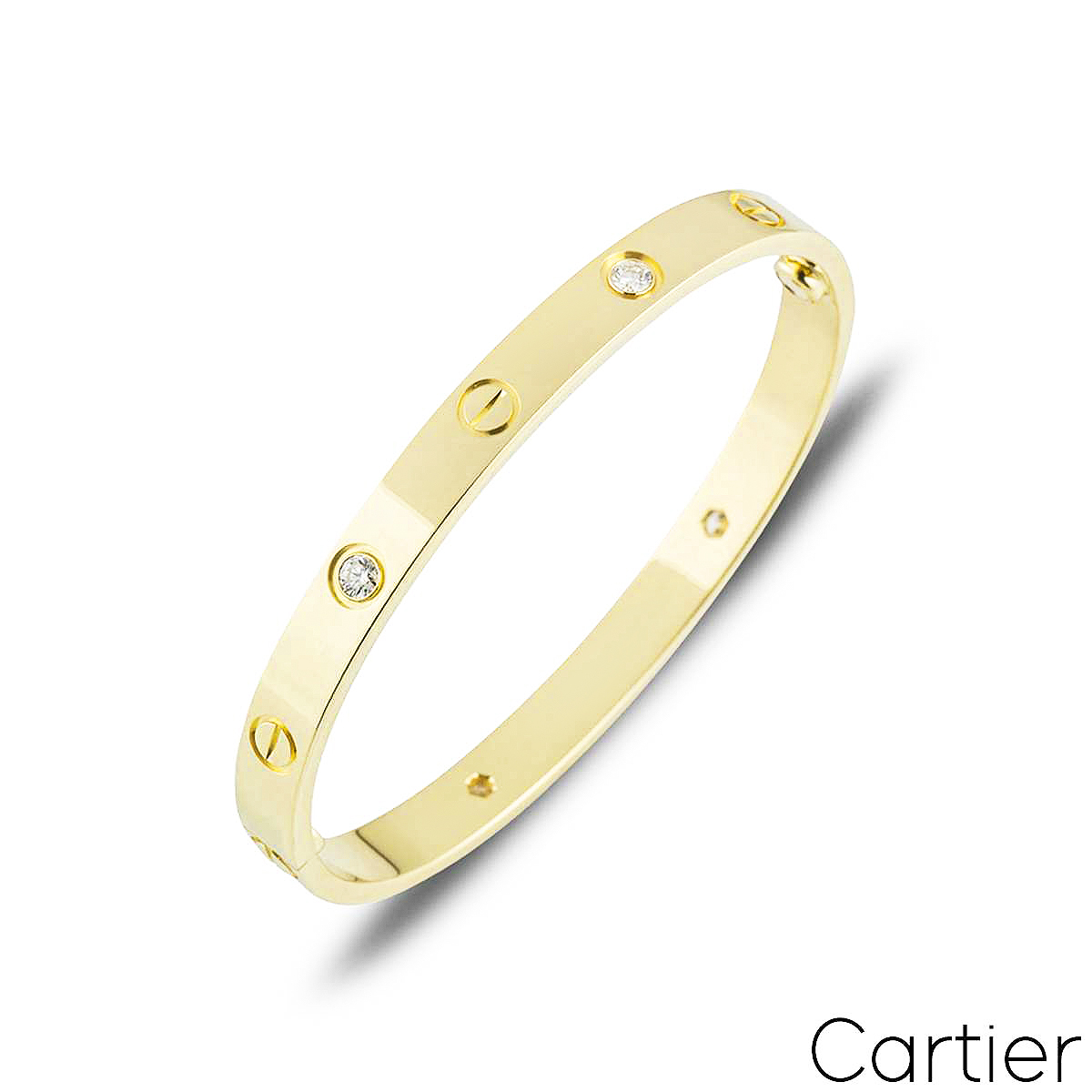 Cartier Yellow Gold Half Diamond Love Bracelet Size 18 B6035918
